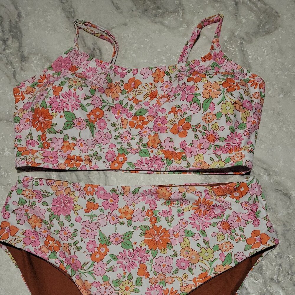 Cupshe Floral High-Waisted Bikini Set | Size 2XL | NWOT